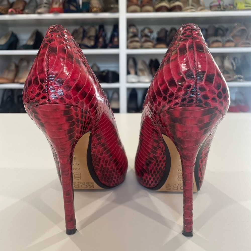 Kors Michael Kors Red Python Heels - image 5